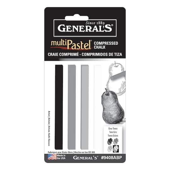 12 Packs: 4 ct. (48 total) General&#x27;s&#xAE; MultiPastel&#xAE; Gray Tones Compressed Chalk